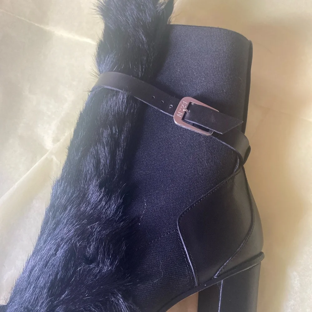 N°21 Alessandro Dell'Acqua Italian Luxury Haircalf Platform Boots